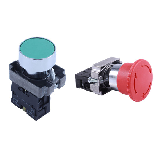 1 Pcs Emergency Stop Push Button Switch & 1 Pcs Sign Momentary Push Button Switch