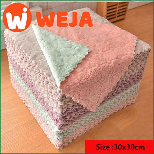 【WEJA】Micro Fiber Cleaning Cloth Rags Water Absorption Non-Stick Oil Washing Kitchen Towel Household Tools Cleaning Wiping Tools