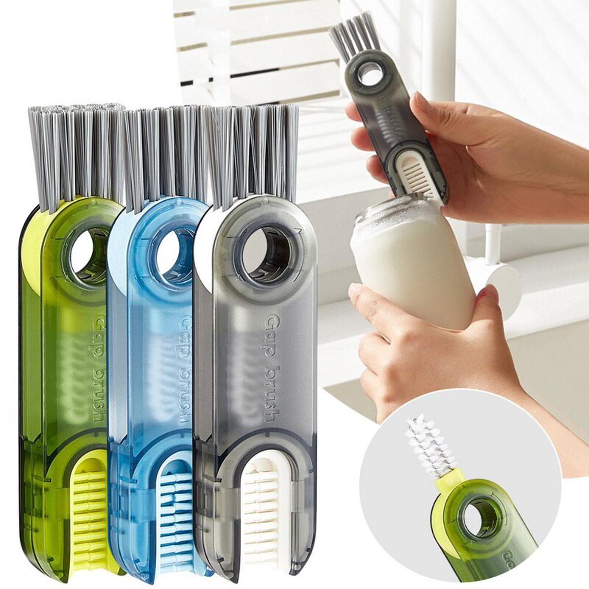 【HOT】 3 In 1 Bottle Gap Cleaner Brush Multifunctional Brush Cup Crevice Cleaning Tools Mini Silicone Cup-Holder Cleaner