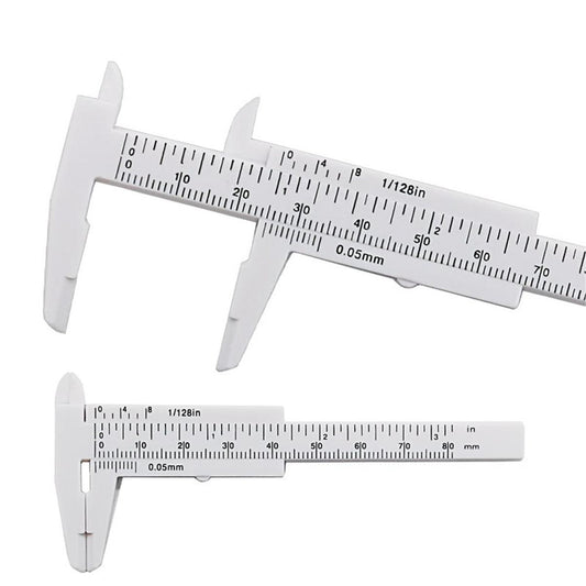 0-80mm Double Scale Plastic Vernier Caliper Mini Ruler Measurement Tool - white