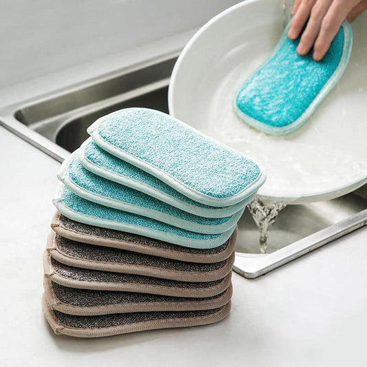 【HOT】 Double Sided Magic Sponge Kitchen Cleaning Brush Cleaner Scrub Sponge For Kitchen Cleaning Tools Scouring Pad Brush Pot Cleaning