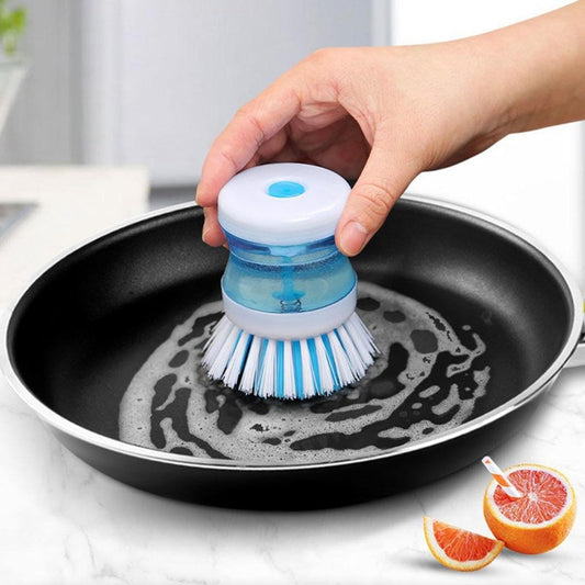 【FUN LIVE】 Kitchen Dishwashing Brush Dish Scrub Brush Dish Scrubber Bubble Up Brushes With Soap Dispenser For Vegetable Utensils Cleaning