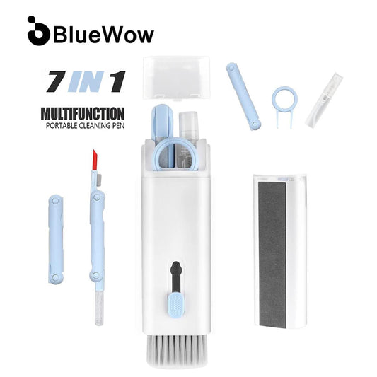 (For Earphone)BlueWow 7-in-1 Computer Keyboard Cleaner Brush Kit Earphone Cleaning Pen For Headset Keyboard Cleaning Tools  Electronic Products Washable Dust Cleaning Gel for Home Office Car Use