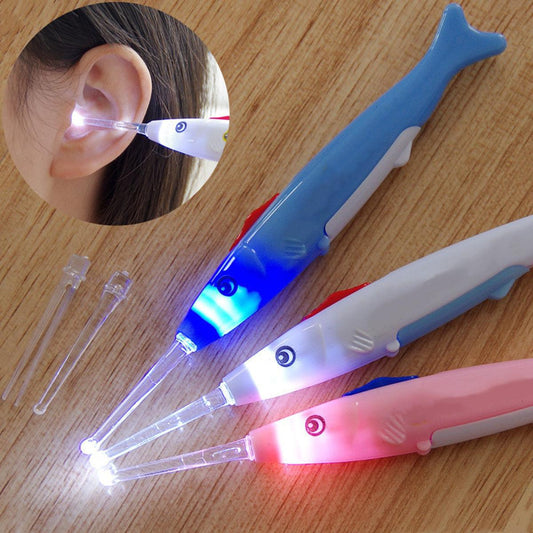 【HOT】 1Pcs Baby Ear Pick LED Light Flashing Child Kids Ear Spoon Cleaner Wax Earwax Remover Luminous Earpick Cleaning Ear Care Tools