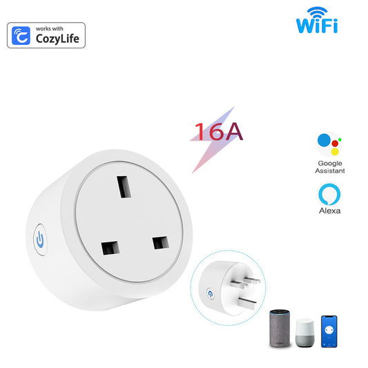 【ready stock】 16A UK Plug WIFI Wireless Remote Socket Voice Control Cozylife Life APP Works With Alexa Google Home Assistant Voice Control Power Monitor Timing