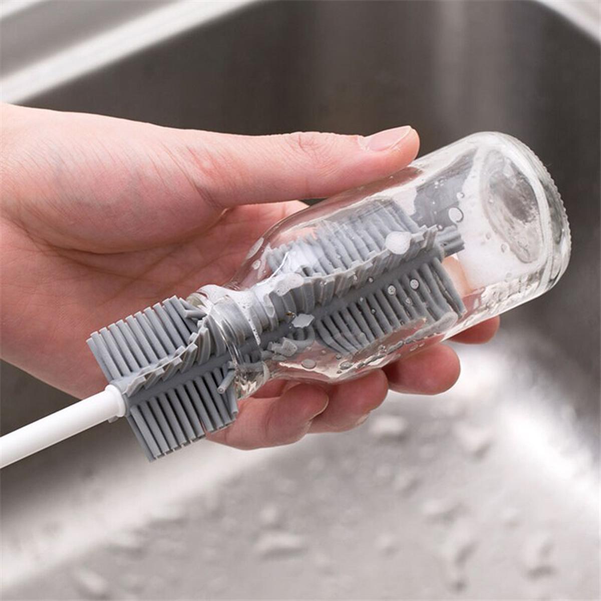 【HOT】 Silicone Cup Brush Kitchen Cleaning Tools Long Handle Drink Wineglass Bottle Glass Cup Washing Cleaning Sponge Brushes Cleaner