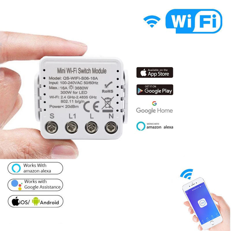 【ready stock】 16A Mini WiFi Smart Light Dimmer Switch Module / Switch Module Smart Life Tuya Remote Control Work With Alexa Google Home