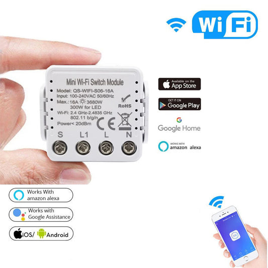 【ready stock】 16A Mini WiFi Smart Light Dimmer Switch Module / Switch Module Smart Life Tuya Remote Control Work With Alexa Google Home