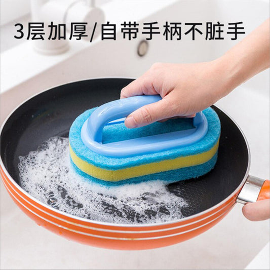 【Footprint】 Kitchen Cleaning Bathroom Toilet Kitchen Glass Wall Cleaning Bath Brush Handle Sponge Bath Bottombathtub Ceramic Cleaning Tools